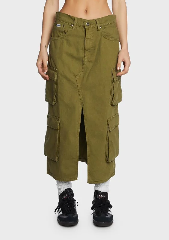 Daily Deals Khaki Soda Denim Cargo Skirt