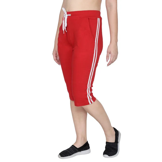 Trendy Boutiques Online T.T. Women Solid Cotton Capri Red