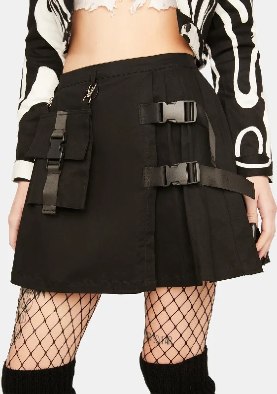 Trendy Women's Apparel for All Seasons Goth Buckle Mini Skirt