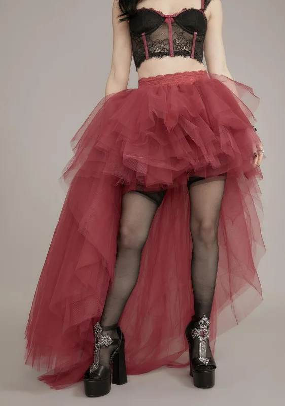 Relaxed Fit Women's Fashion Wine Nymph Princess Tulle Skirt