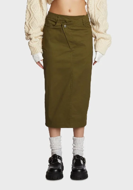 Latest Fashion for Women Frenemy Lunch Midi Skirt - Olive