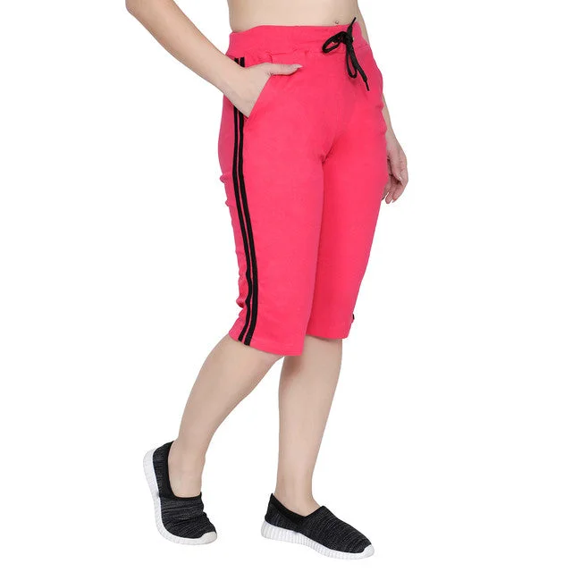 Sale For Women T.T. Women Solid Cotton Capri Fuschia