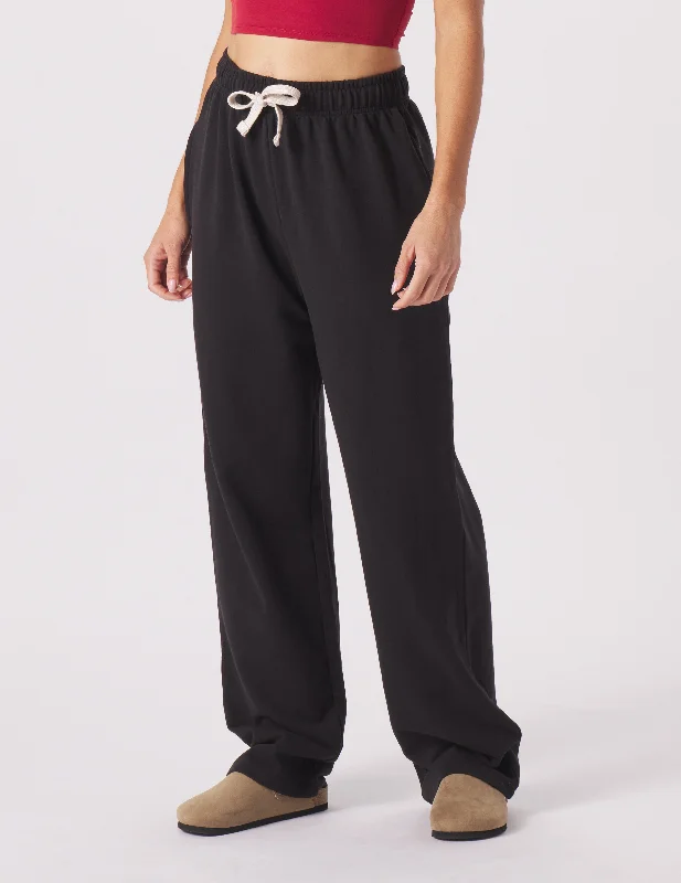 Elegant Attire For The Modern Lady Straight Leg Sweatpant: Black