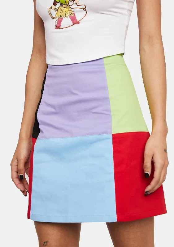 Online Boutique Clothing 80s Colorblock Skirt