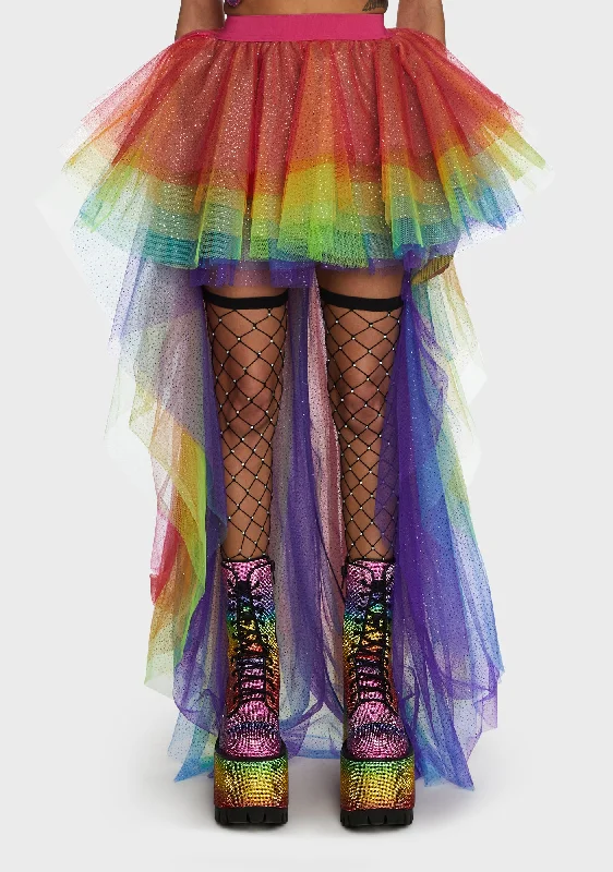 Clothes Women Nymph Princess Tulle Skirt - Rainbow Glitter