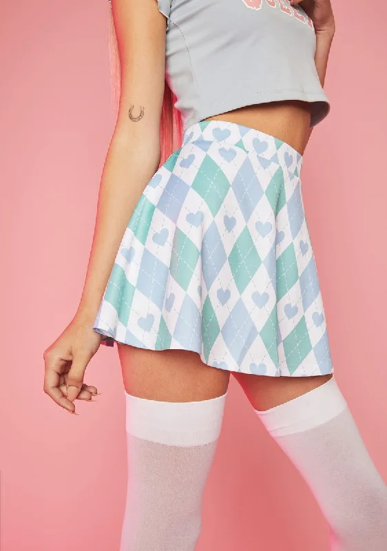 Ride The Style Wave Playing Doubles Argyle Mini Skirt