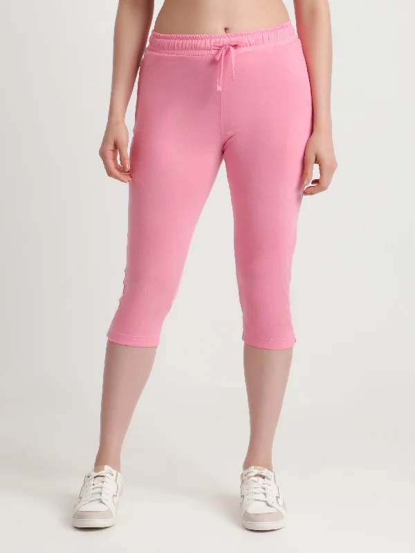 Weekend Sale T.T. Women Regular Fit Poly Jersey Solid Capri -Pink