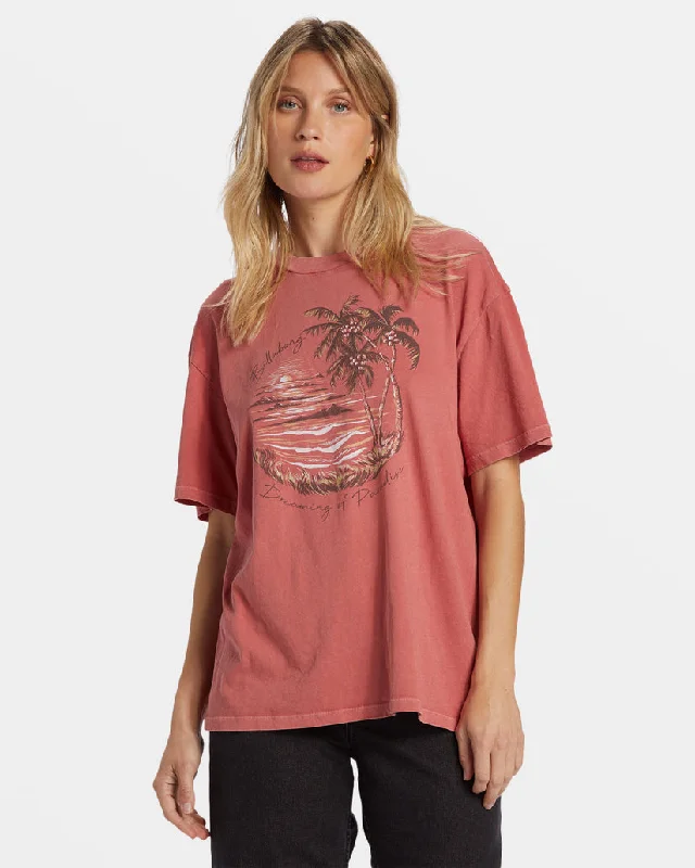 Premium Fabrics Billabong Dreaming Of Paradise T-Shirt - RED CLAY