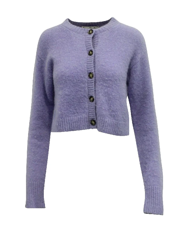 Summer Sale Acne Studios Cropped Cardigan in Light Purple Nylon