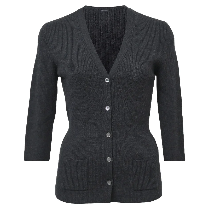 Must-Have Styles Jil Sander Buttoned Cardigan in Grey Wool