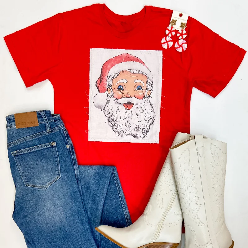 Free Spirited Fashion Santa Baby Short Sleeve Patch Graphic Tee in Red