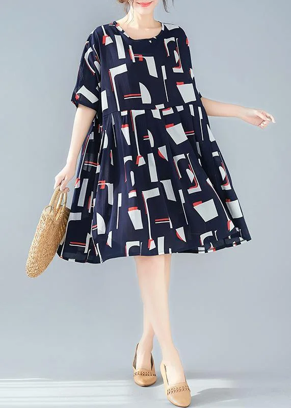 Fashion Forward Femme Beautiful blue Cotton outfit prints Dresses summer Dresses