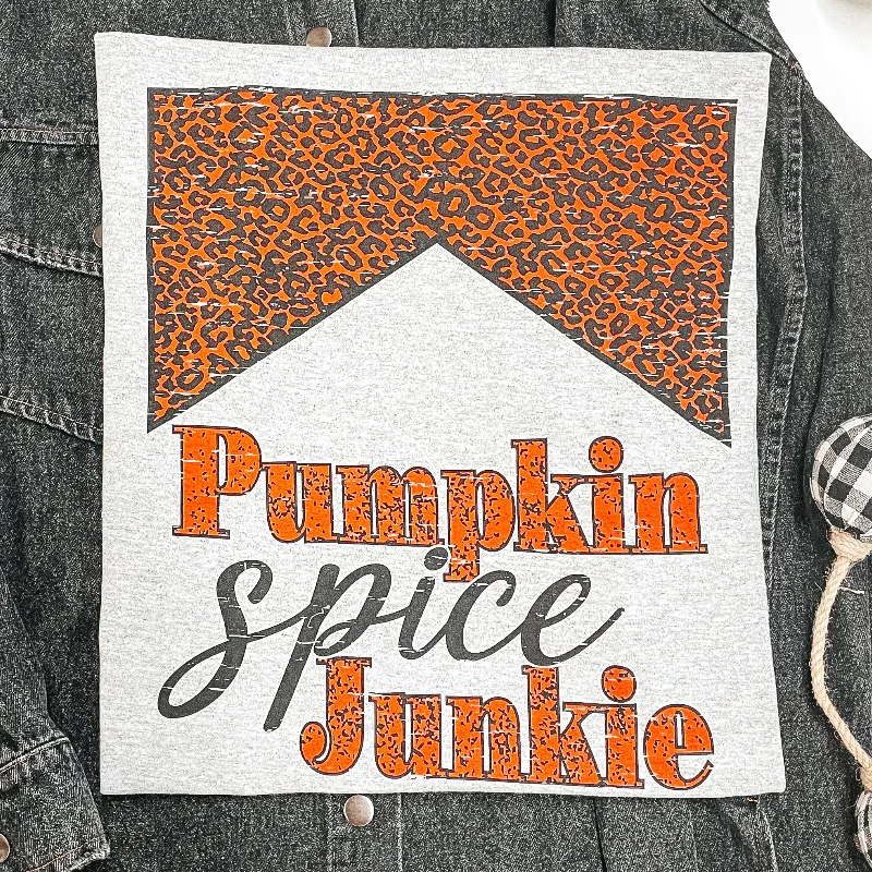 Women's Clothing Sale Pumpkin Spice Junkie Short Sleeve Graphic Tee in Heather Grey