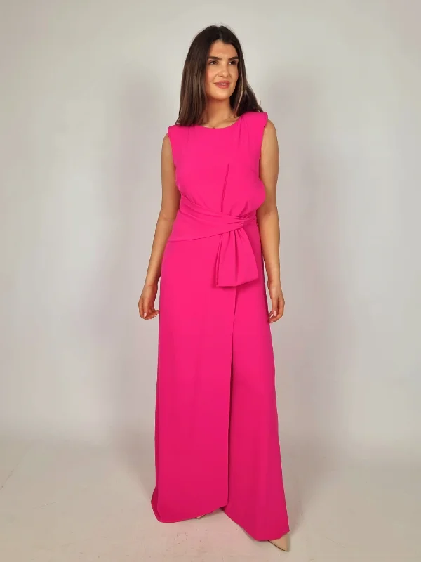 The Latest Trends Laura Bernal Hot Pink Bow Jumpsuit