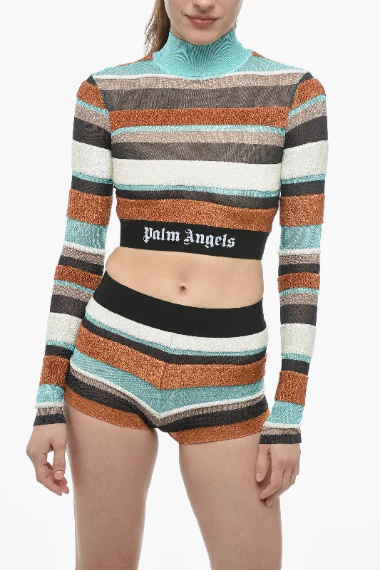 Ride The Style Wave Palm Angels Multicolor Striped Lurex Turtleneck Sweater