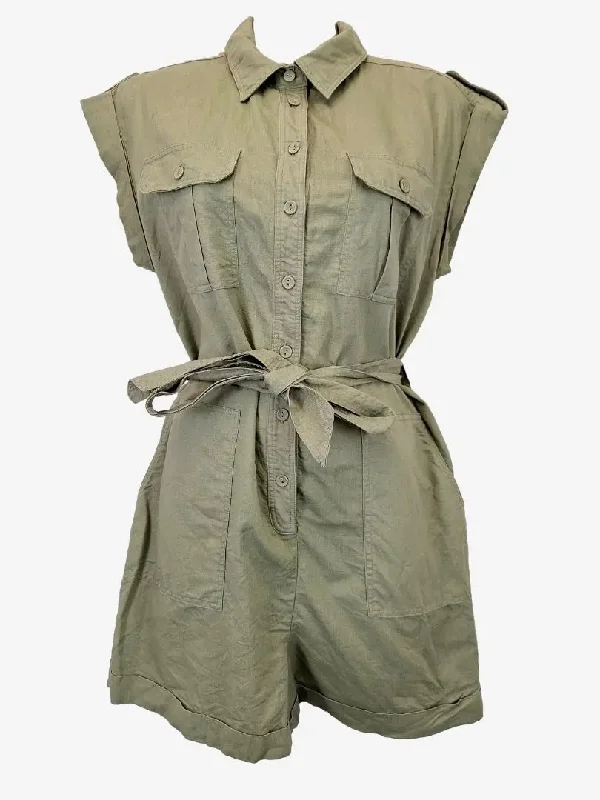 Fashion Forward Femme French Connection Safari Summer Belted Linen Blend Playsuit Size 10