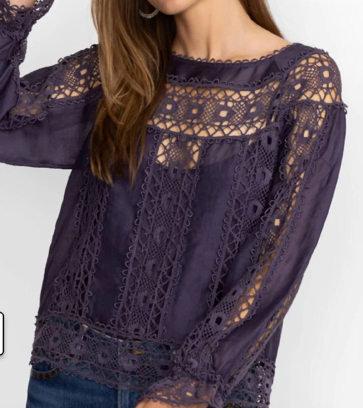 Premium Style Danilia Lace Blouse In Purple