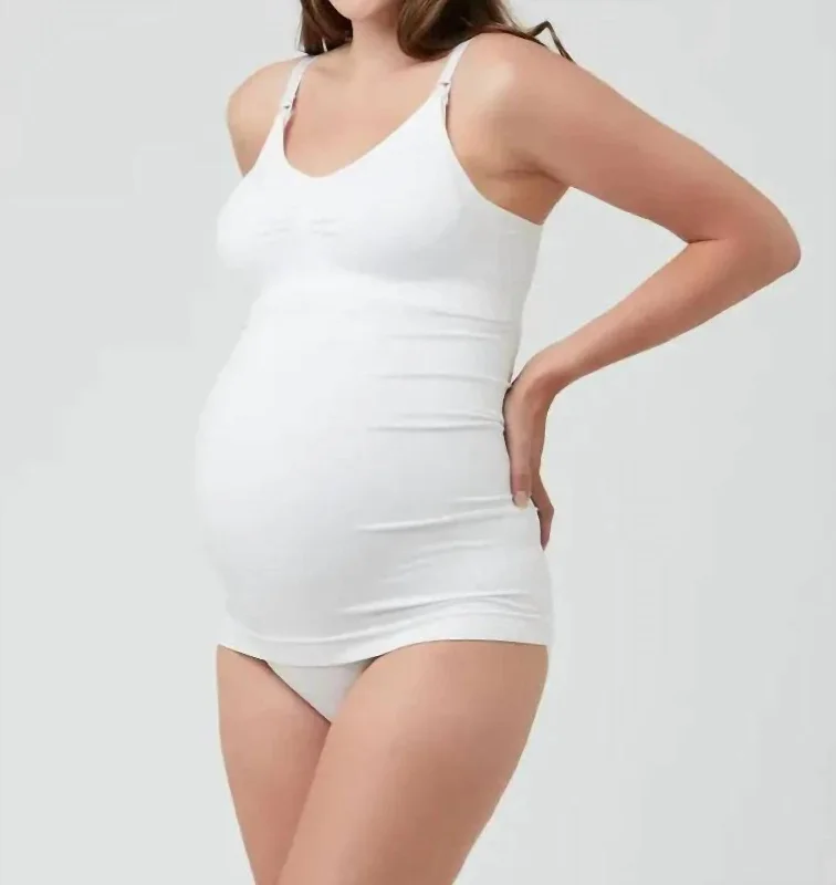 Trendy Pulse Seamless Nursing Tank In White