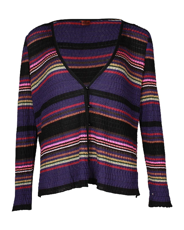 Must-Have Styles Missioni Striped Cardigan in Multicolor Rayon