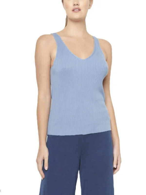 Sales For Clothes Knit Ribbed Tank In Blue Steel