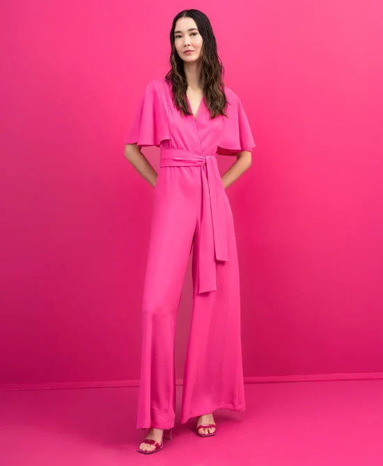 Huge Price Cut Access Neon Pink Wrap Jumpsuit With Butterfly Sleeves