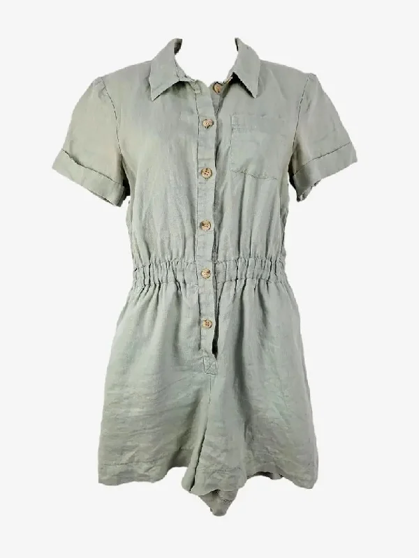 Plus Size Women Wear Cue Sage Linen Everyday Summer Playsuit Size 8