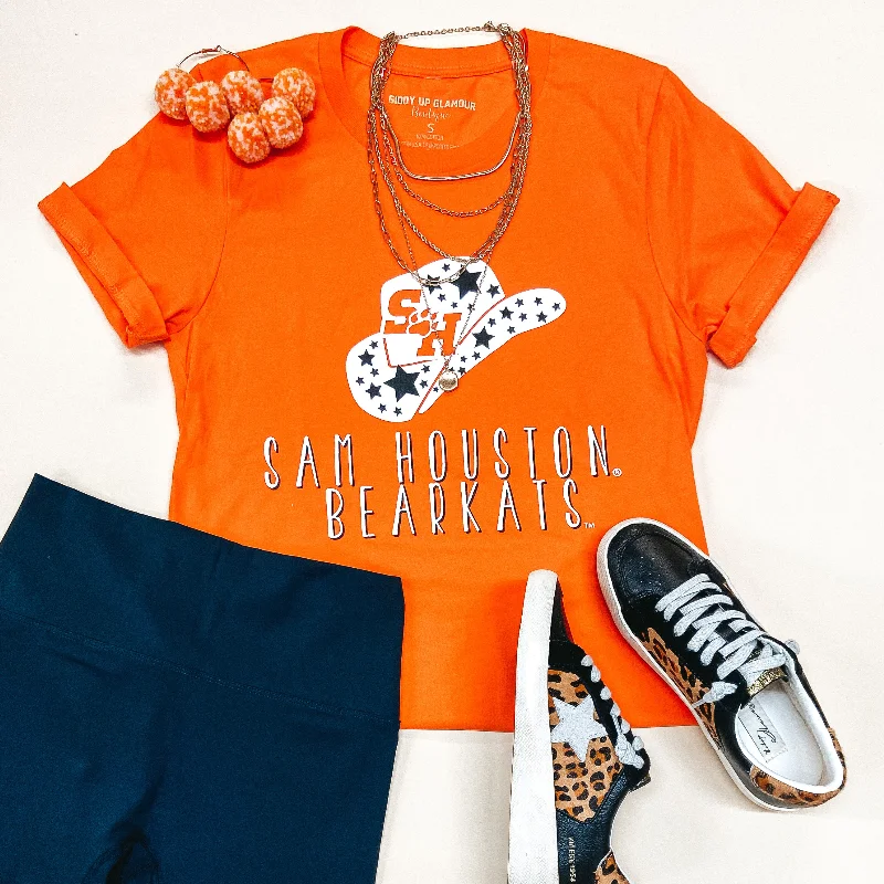 Fashion Forward Bearkat Game Day | Sam Houston Bearkats Cowgirl Hat Short Sleeve Graphic Tee in Orange