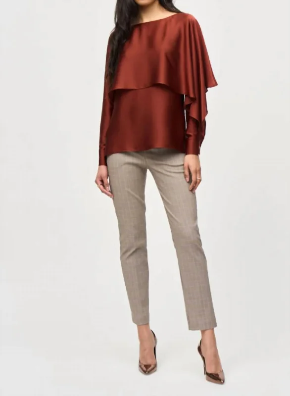 Free Spirited Fashion Blouse Long Sleeve In Cinnamon