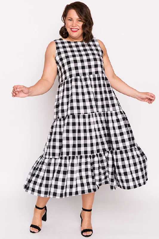 Business Casual Outfits Maisy Black Gingham Dress