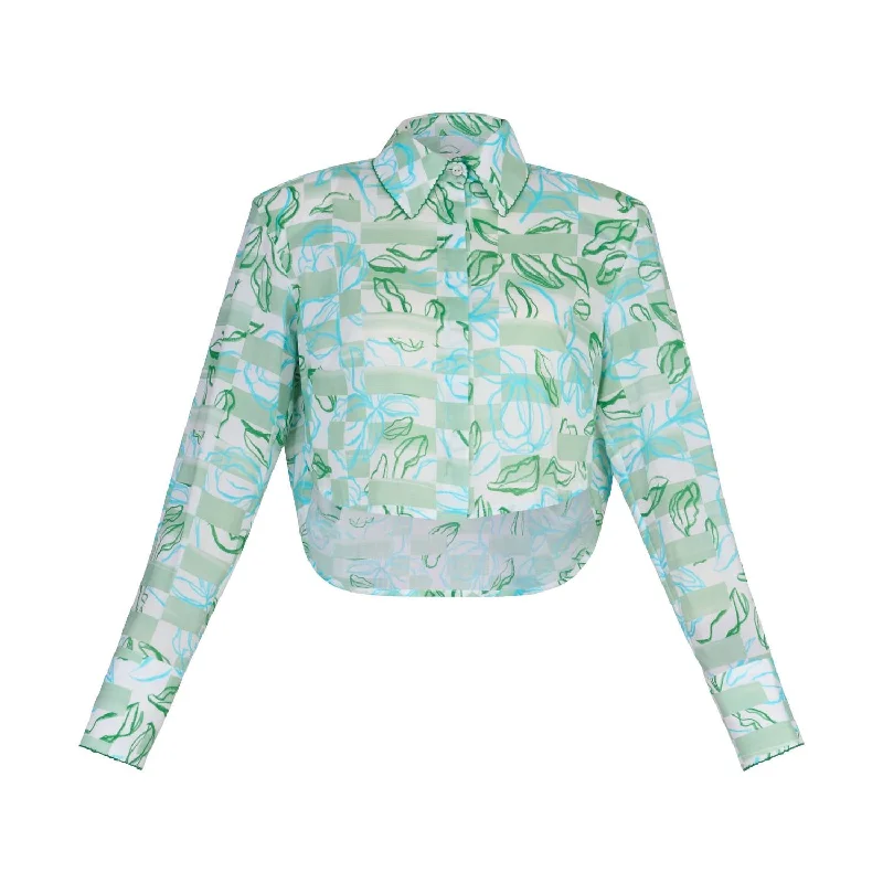 Trendy Street Style Attire Women's Abi Long Sleeve Crop Blouse In Elba