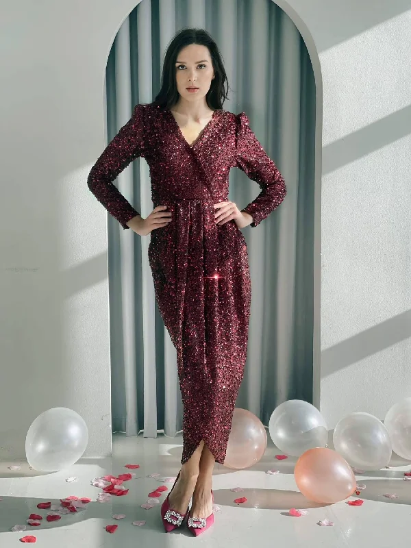 Chic & Cozy Collection Maroon Sequence Dress