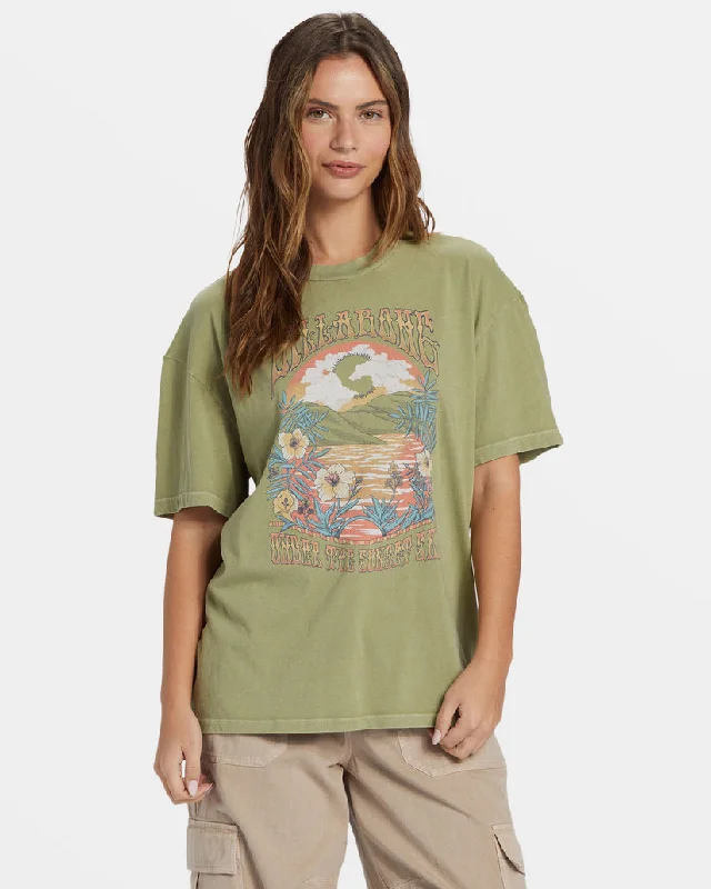 Edgy Fashion Billabong Trippy Paradise T-Shirt - AVOCADO