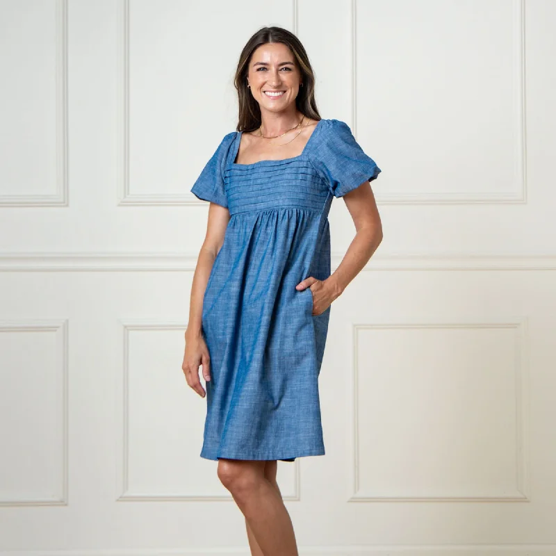 Women's Seasonal Fashion Trends Organic Ruched Chambray Dress