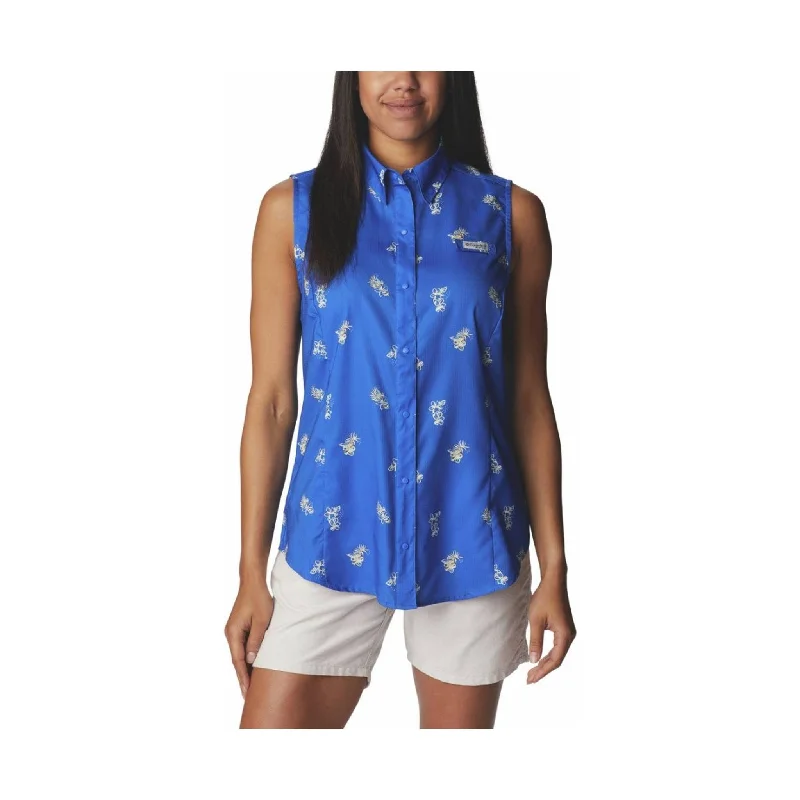 Casual Fashion Columbia Women's Super Tamiami Sleeveless Shirt -  Blue Macaw Bouquet Foray - ONLINE STORE CREDIT/EXCHANGE ONLY