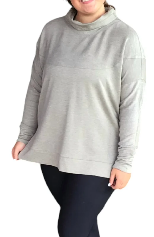 Season Appropriate Women's Collection Cassie Funnel Drop Shoulder Sweater In Grey