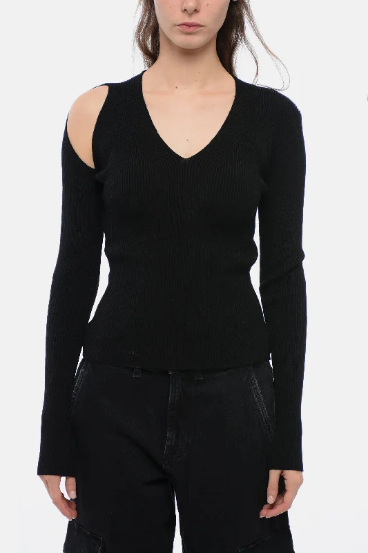 Trendy Aesthetics Alexander McQueen Stretch Wool Sweater with Cut-out