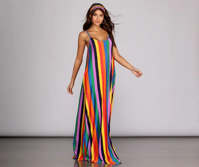 Big Savings Rainbow Wave Maxi Dress