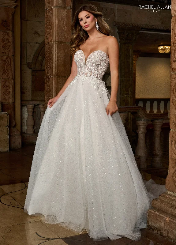 Fashion Forward, Function First Rachel Allan RB3212 A Line Long Glitter 3D Floral Wedding Dress