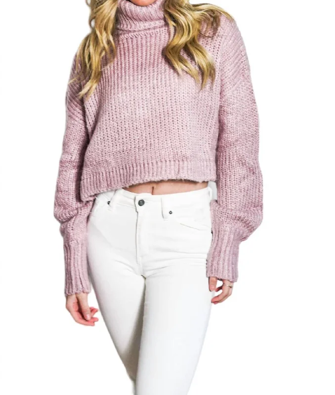 Bold Fashion Rib-Knit Turtleneck Sweater In Lavender