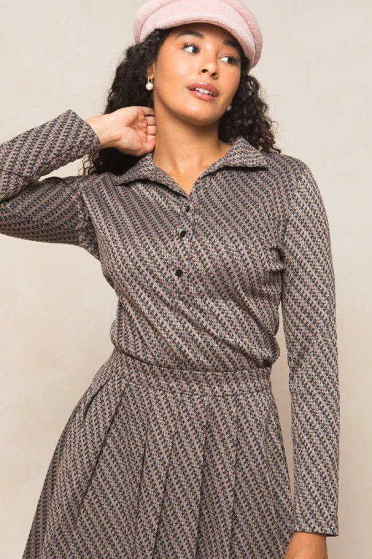 Luxury Women's Fashion Piper Blouse in Houndstooth - FINAL SALE