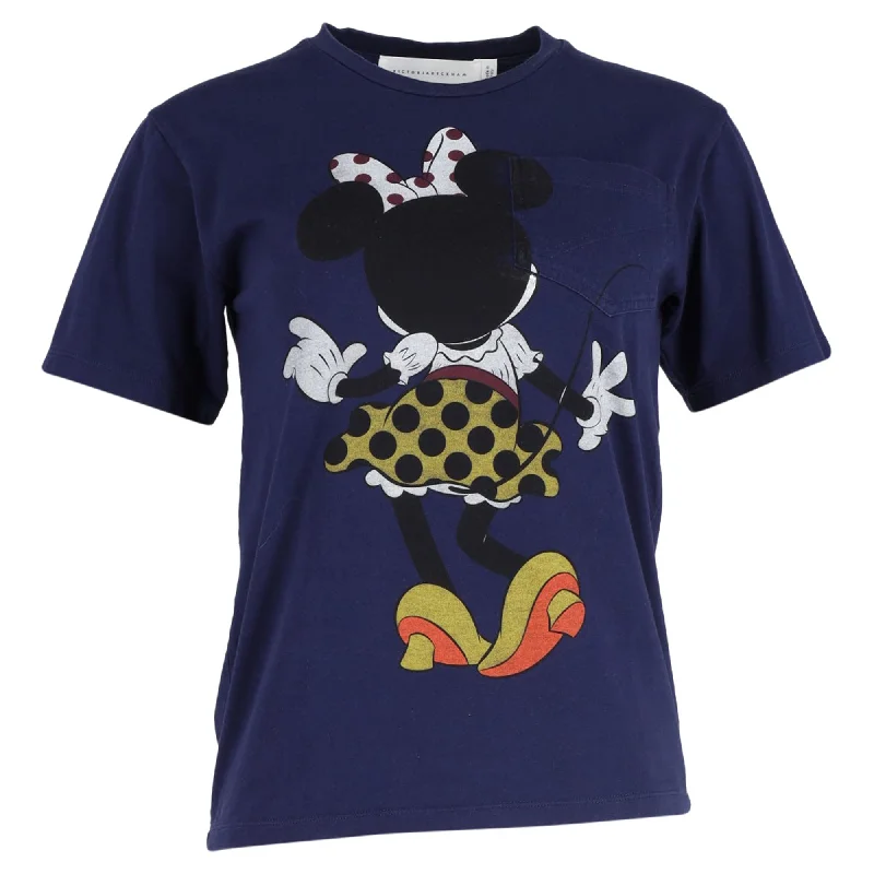 Online Boutiques Best Victoria Beckham Minnie Mouse Print T-Shirt in  Navy Blue Cotton