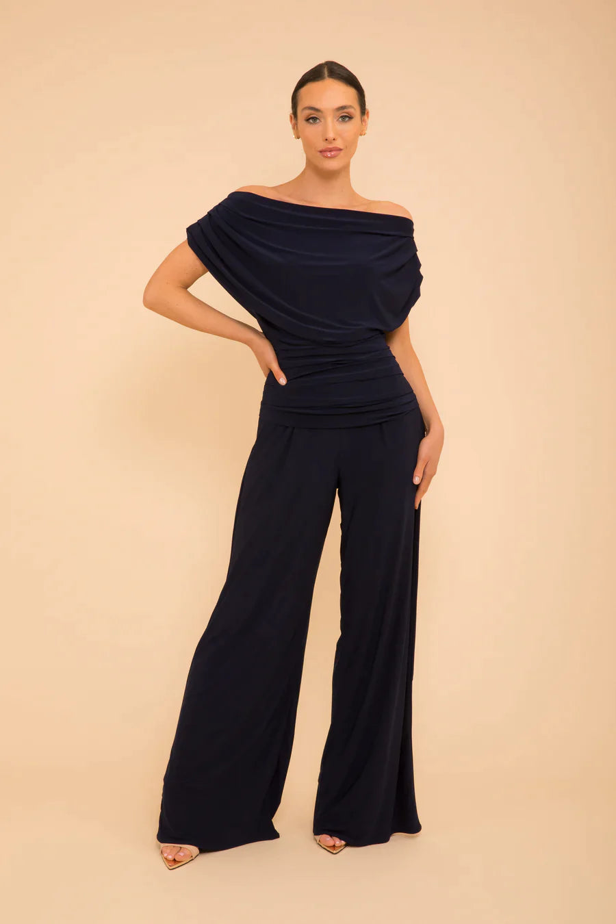 City Fashion CARBON JERSEY JUMPSUIT (NAVY) CURVE