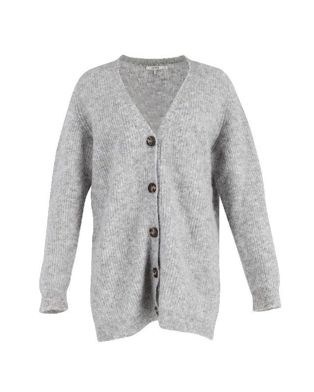 Flash Sale Starts Ganni Long Sleeve Cardigan in Grey Mohair