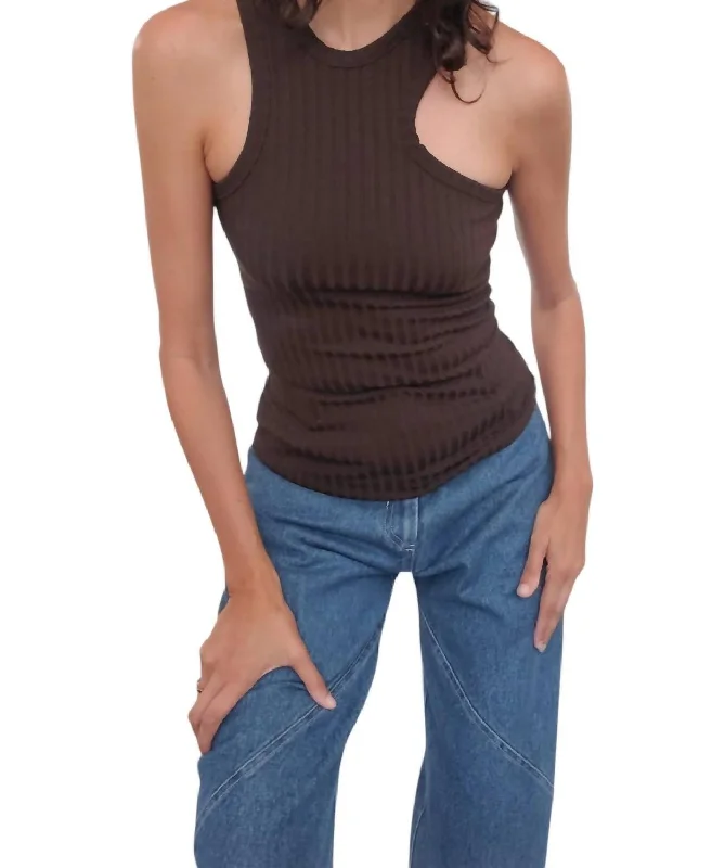 Trendy New Clothes Asymmetric Tank Top In Earth