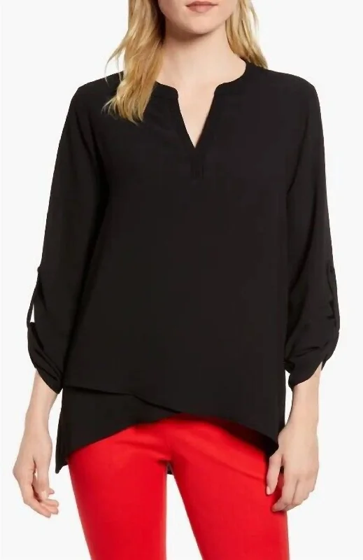 Eclectic Style Wardrobe Women's X International Women's Day Erin Cross Front Tunic Blouse In Black