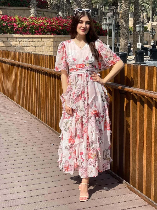 Women's Trendy Outfits Aurora Dress In Peach Floral