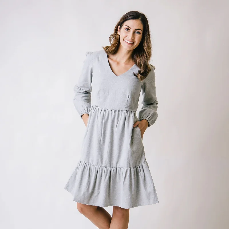 Trendy Women's Dresses Online Tiered Flannel Dress