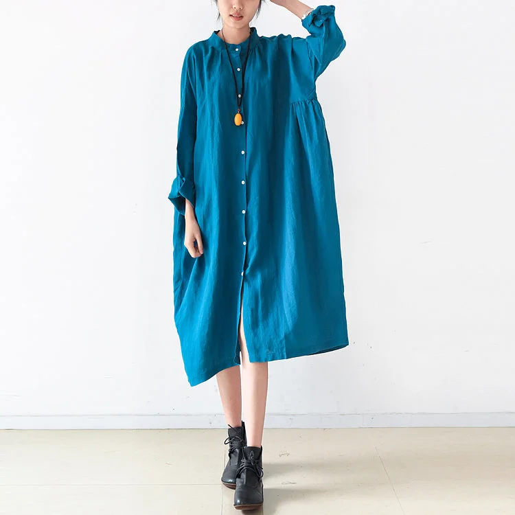 Clearance Sale Plus Size Linen Dresses 2024 Trend Blue Oversize Shirts Caftans Fall Outfits