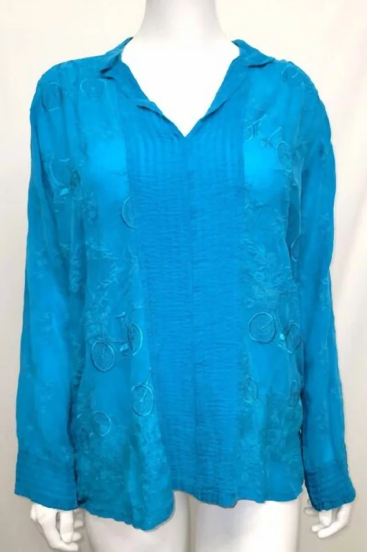 Dive Into Trendy Styles Aimee Ryder Blouse In Blue