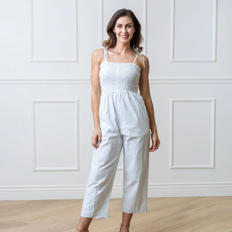 Trend Forward Threads Organic Smocked Button Front Jumpsuit